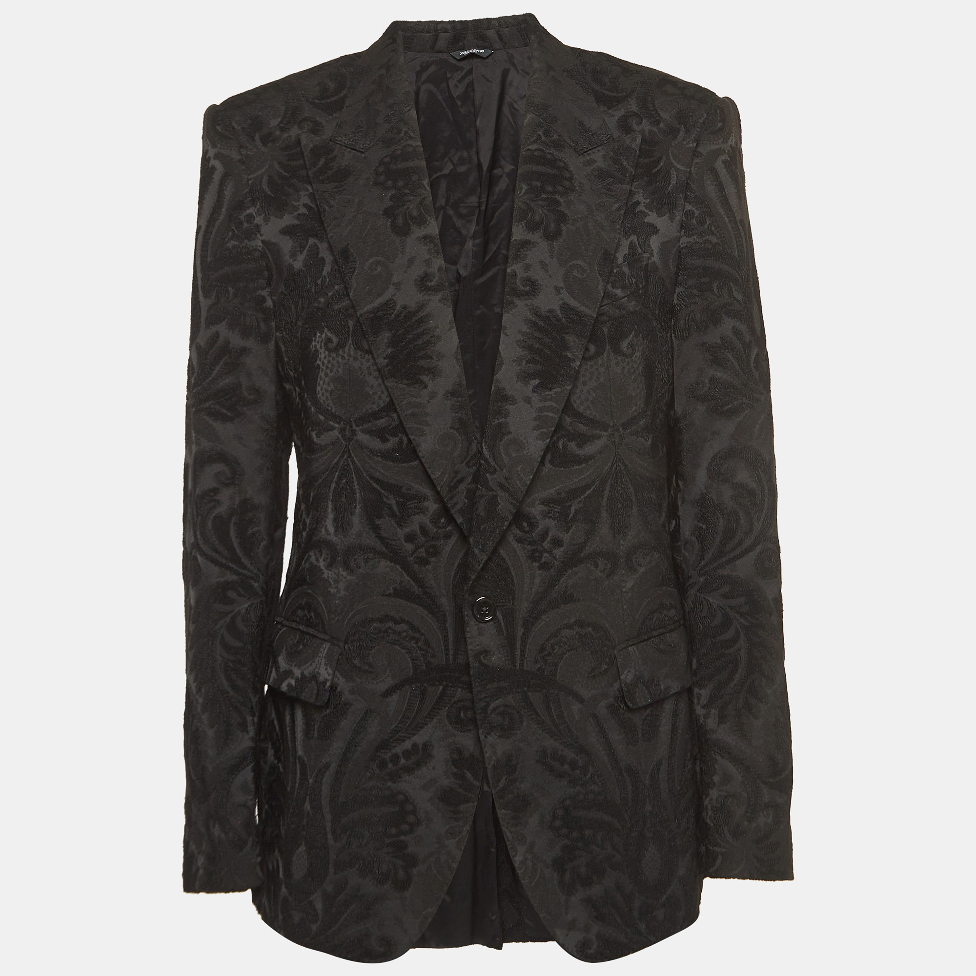 

Dolce & Gabbana Black Jacquard Single Breasted Blazer XL
