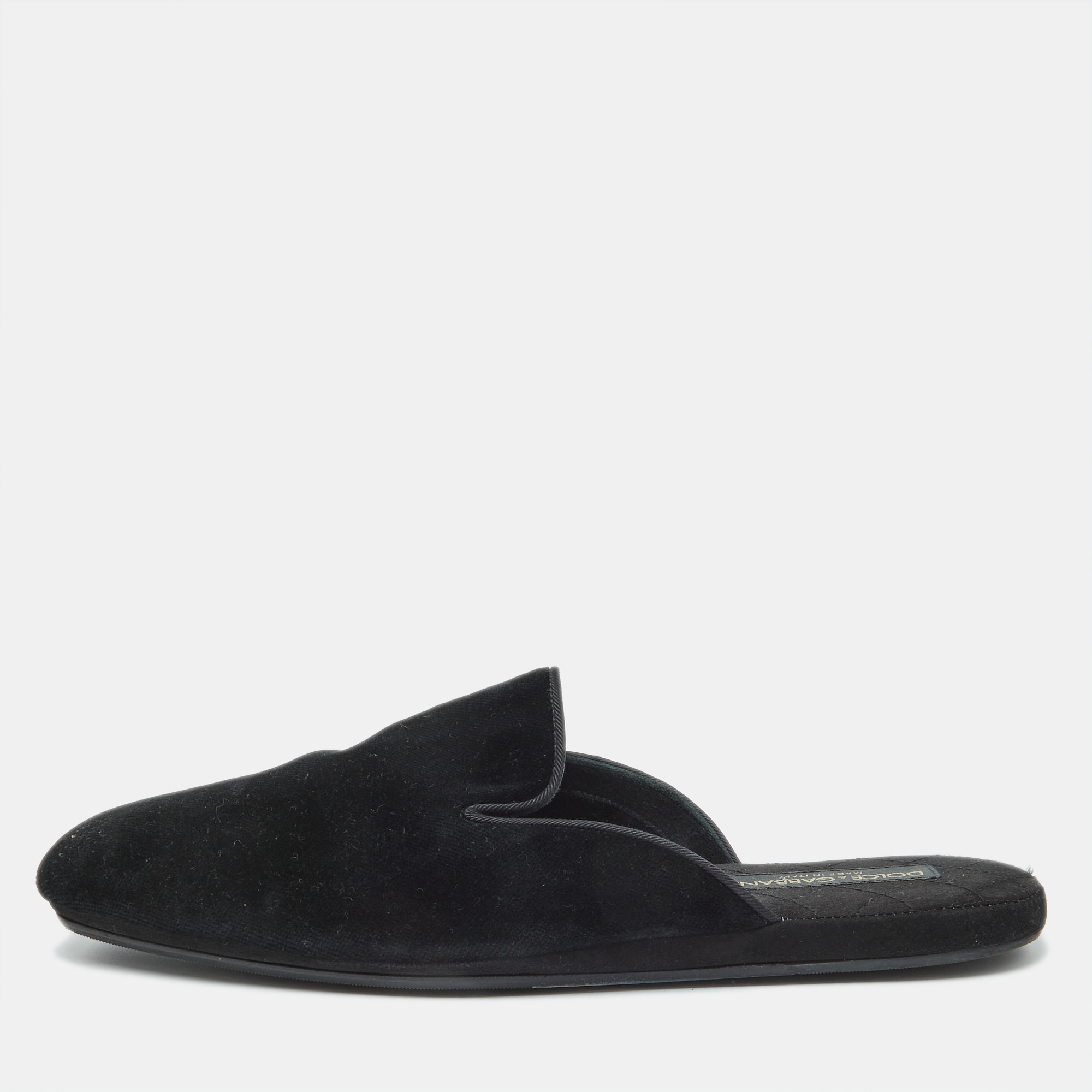 

Dolce & Gabbana Black Velvet Slip On Mules Size 42