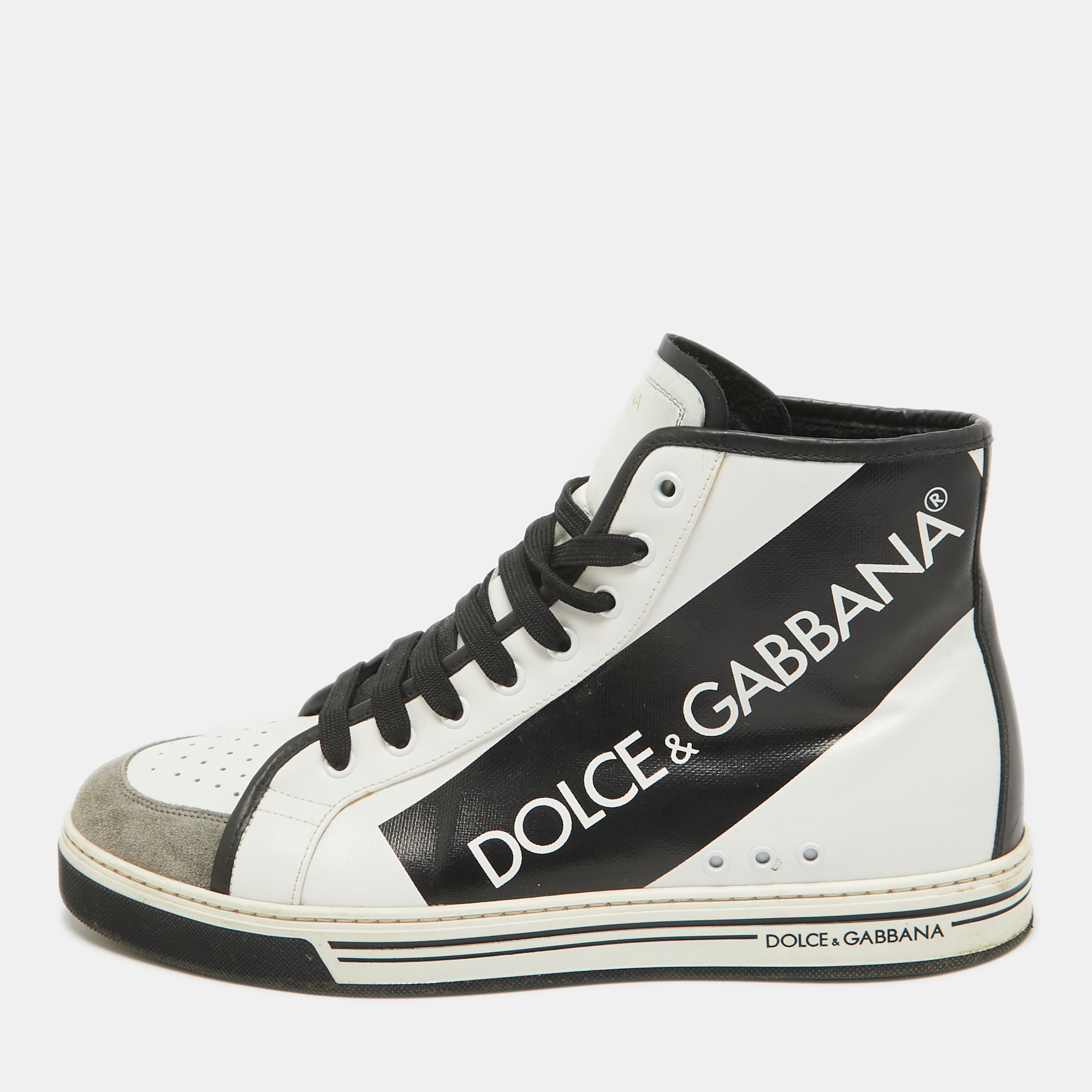 

Dolce & Gabbana Black/White Leather Lace High Top Sneakers Size 43