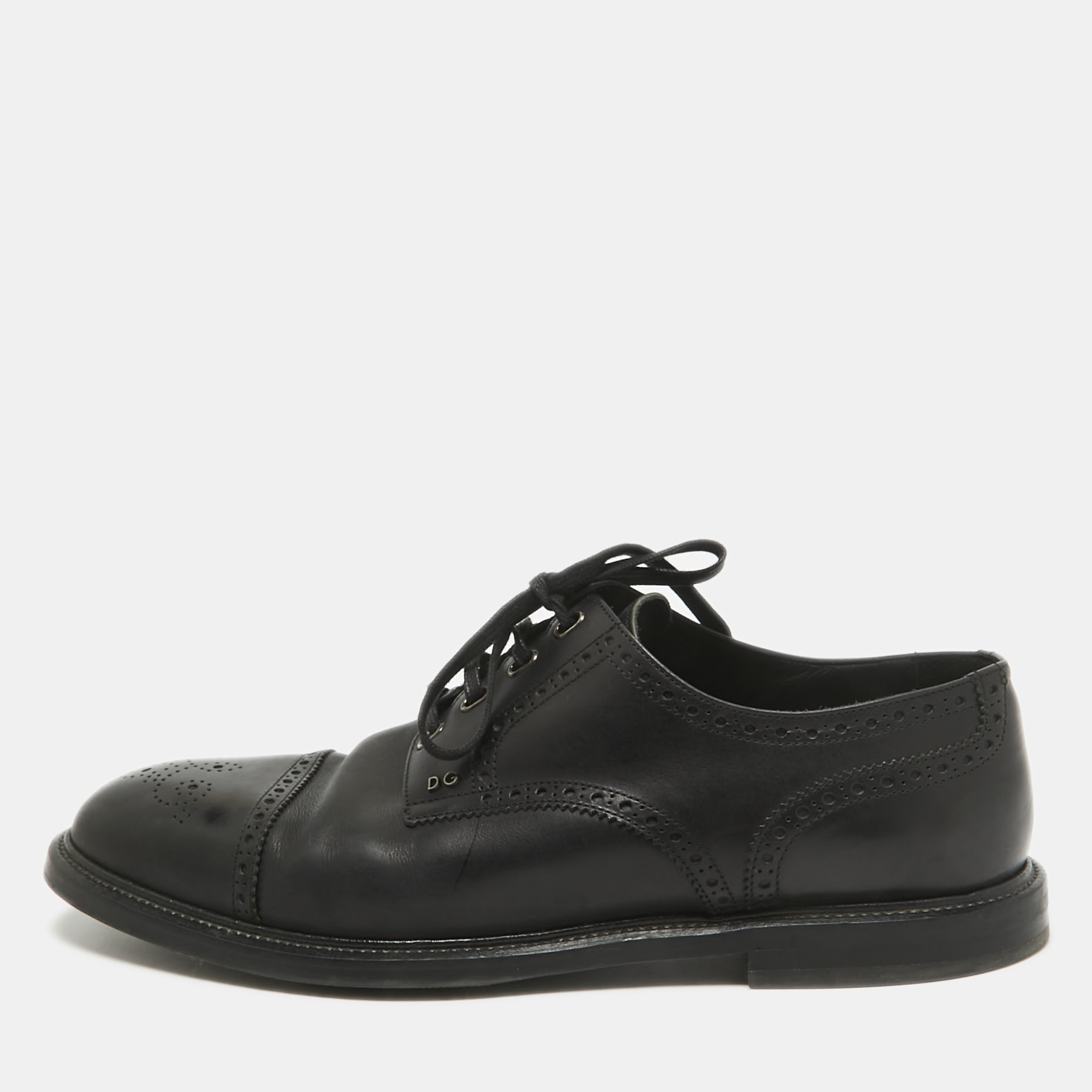 

Dolce & Gabbana Black Brogue Leather Lace Up Derby Size 46