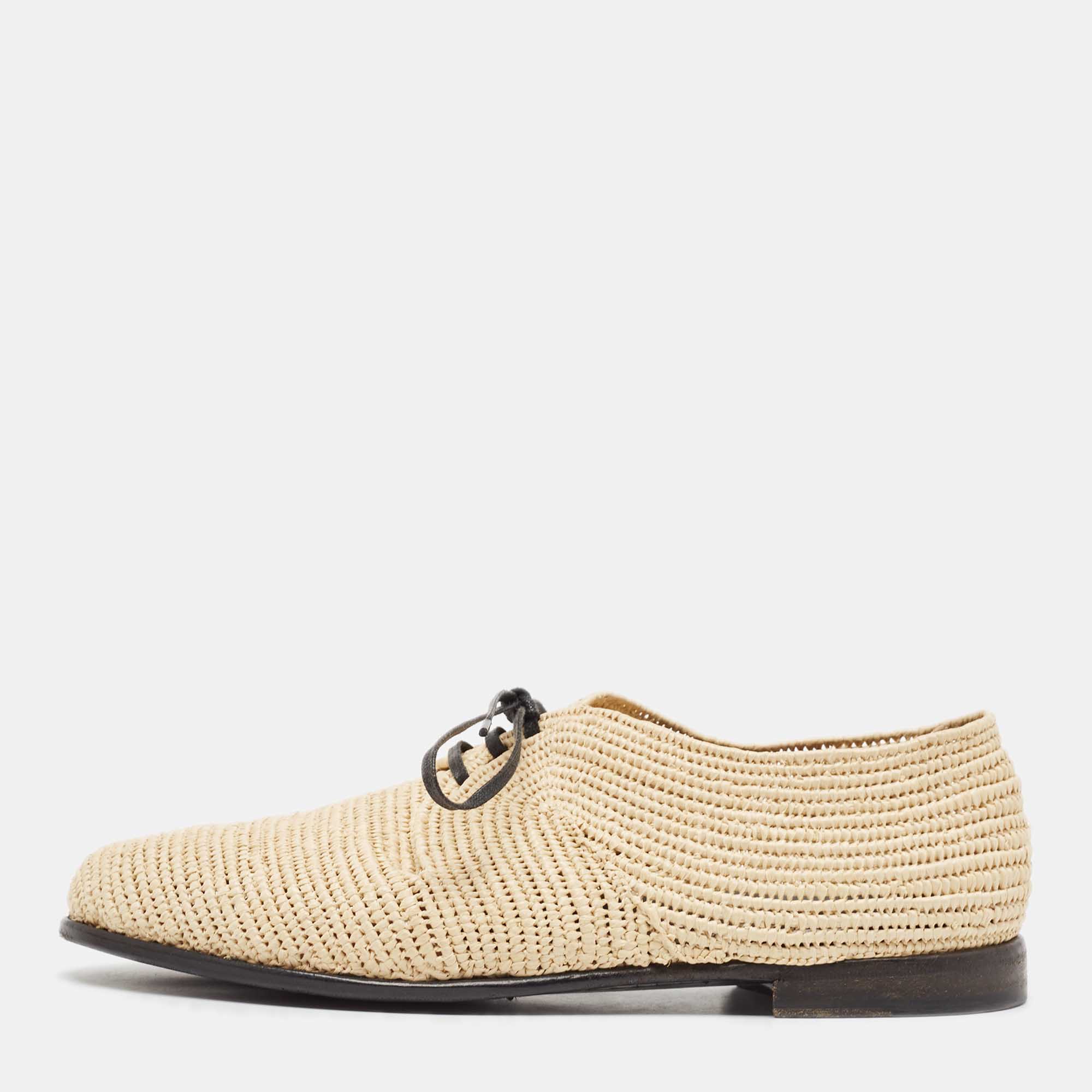 

Dolce & Gabbana Beige Raffia Lace Up Derby Size 40