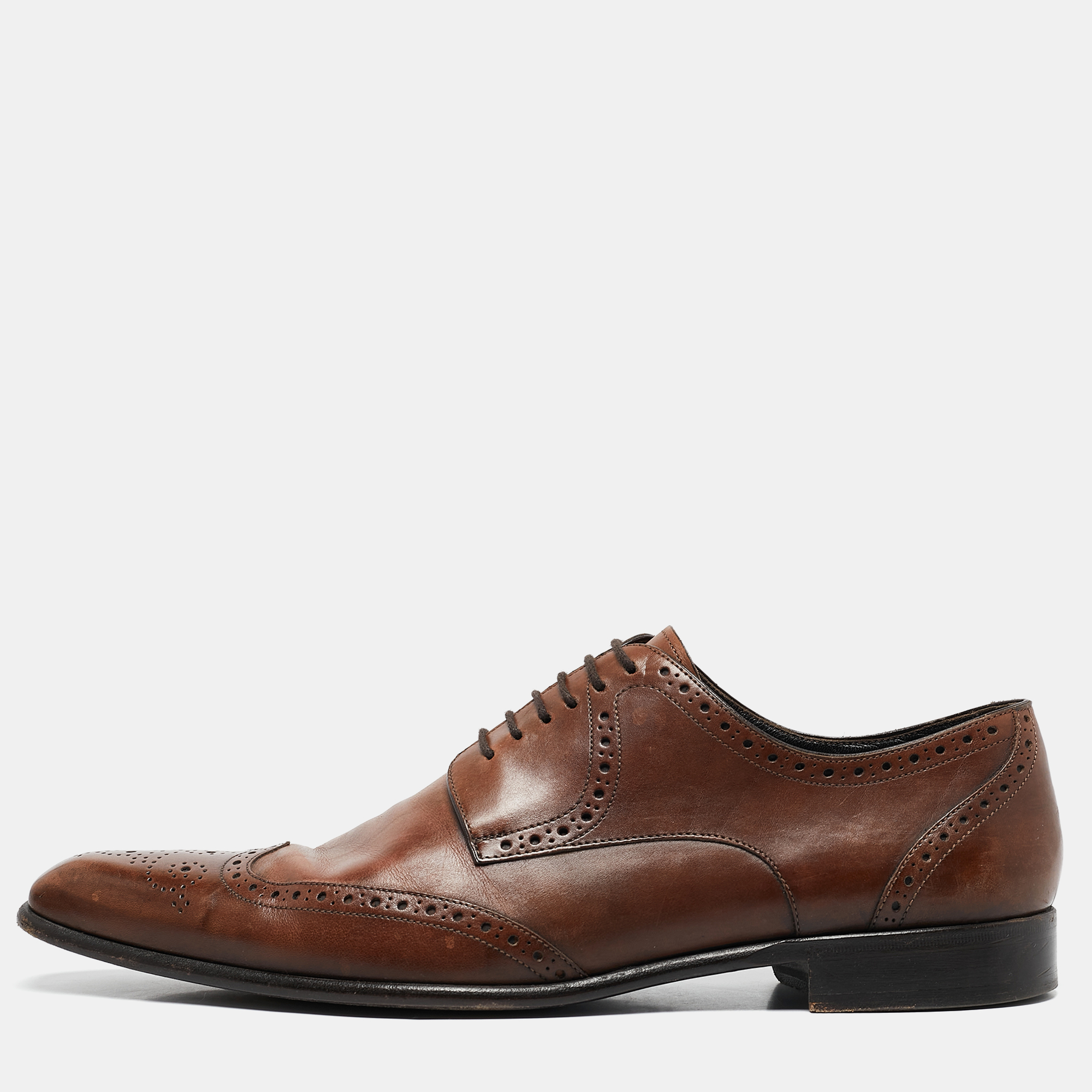 

Dolce & Gabbana Brown Leather Brogue Derby Oxfords Size