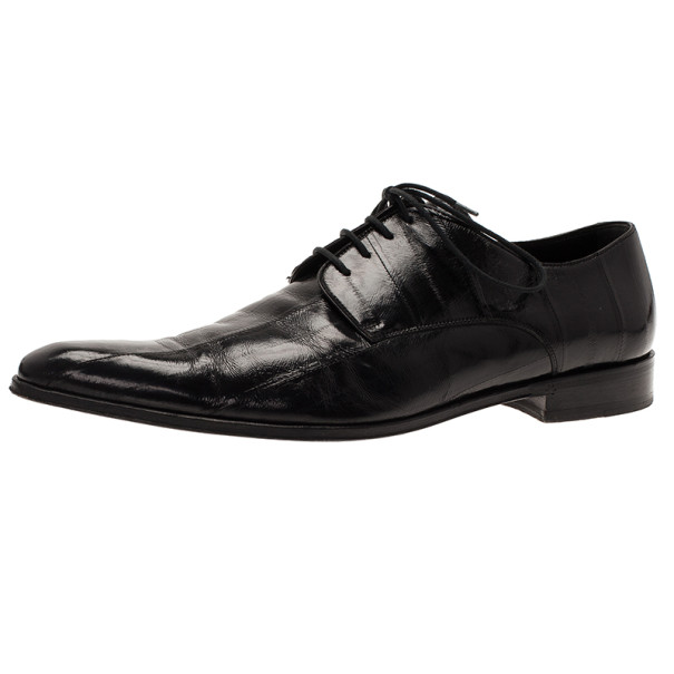 مملوكة مسبقًا Dolce and Gabbana Black Patent Leather Pointed Toe Oxfords Size 39.5