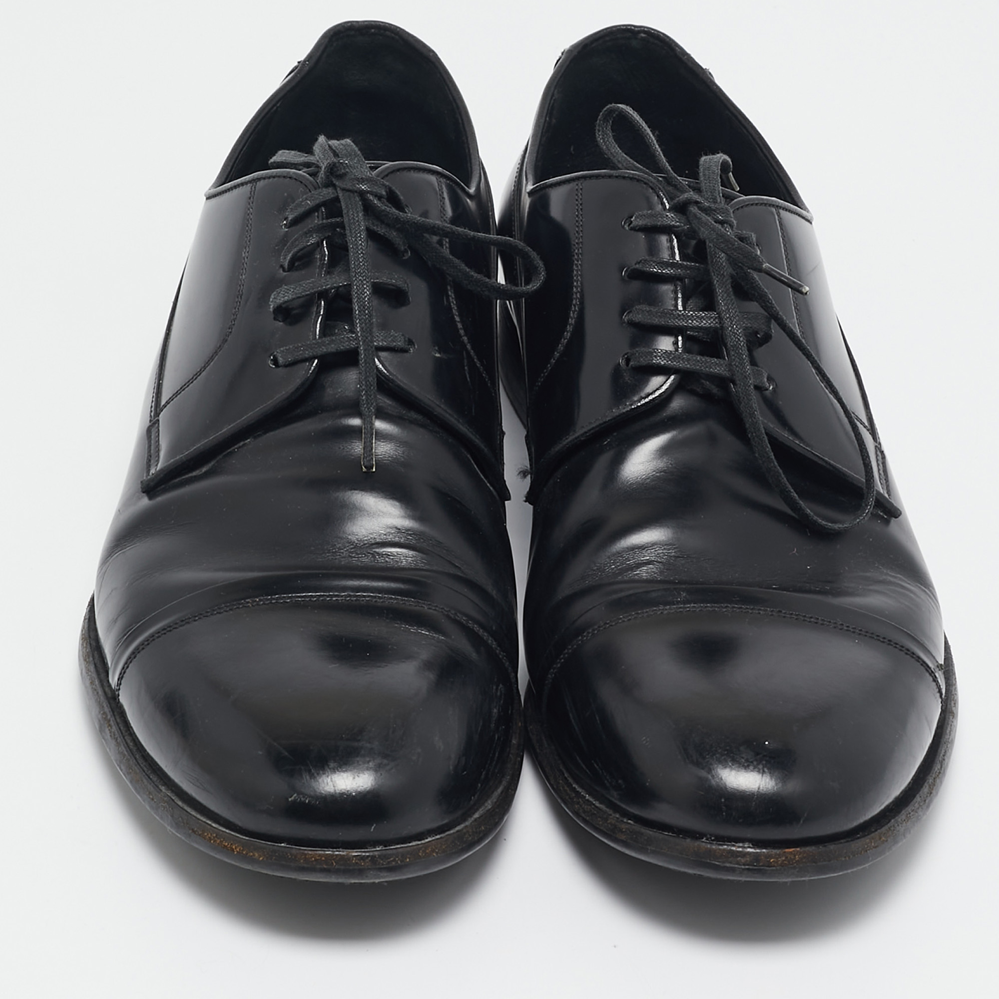 Dolce & Gabbana Black Leather Lace Up Oxfords Size 42.5 