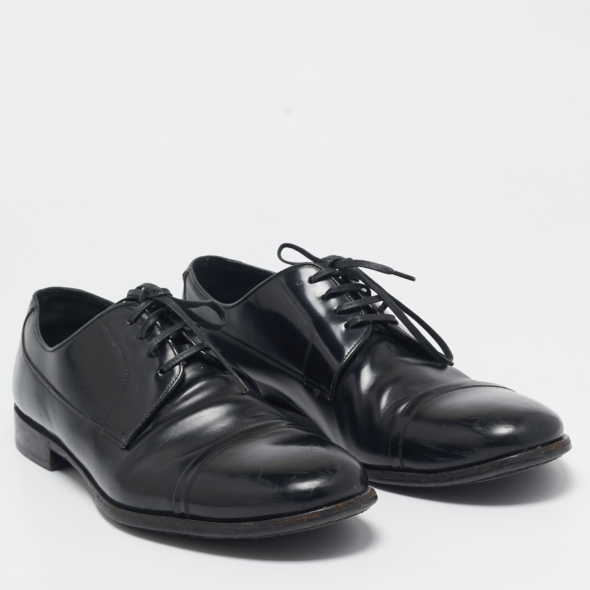 Dolce & Gabbana Black Leather Lace Up Oxfords Size 42.5 