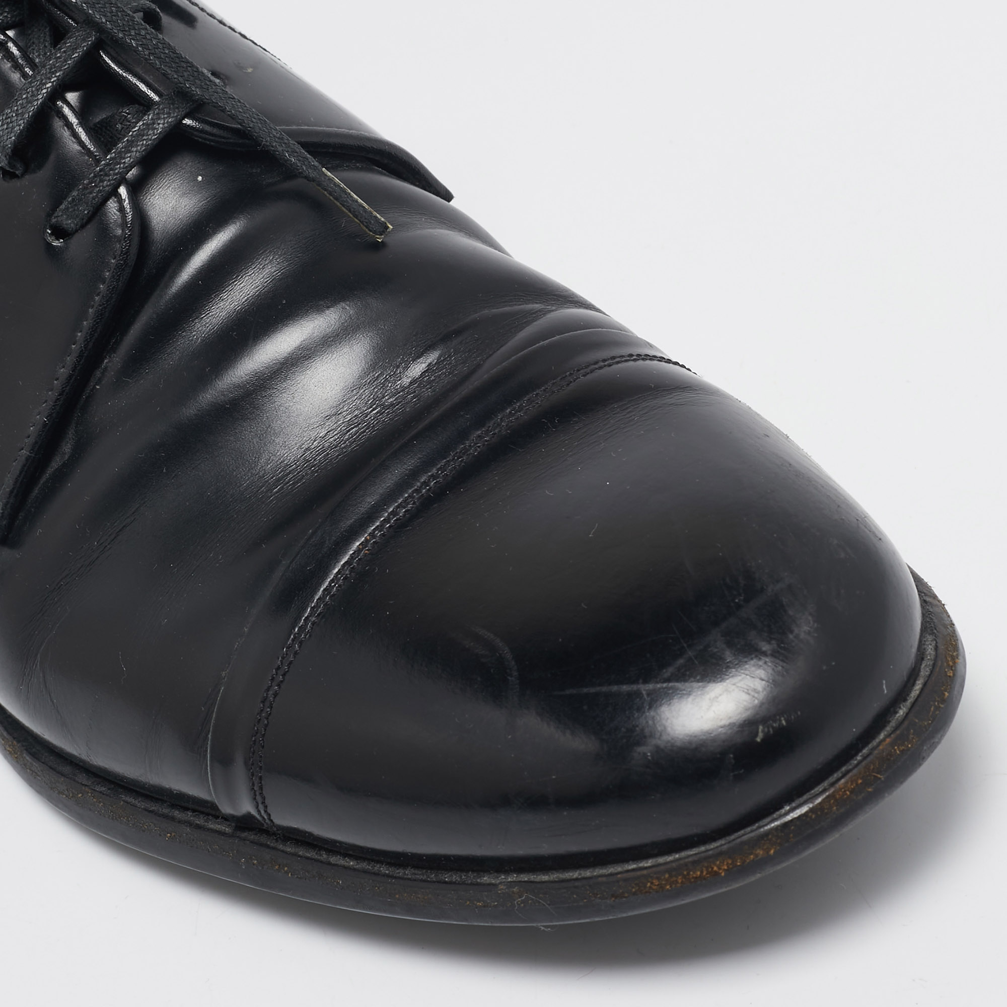 Dolce & Gabbana Black Leather Lace Up Oxfords Size 42.5 