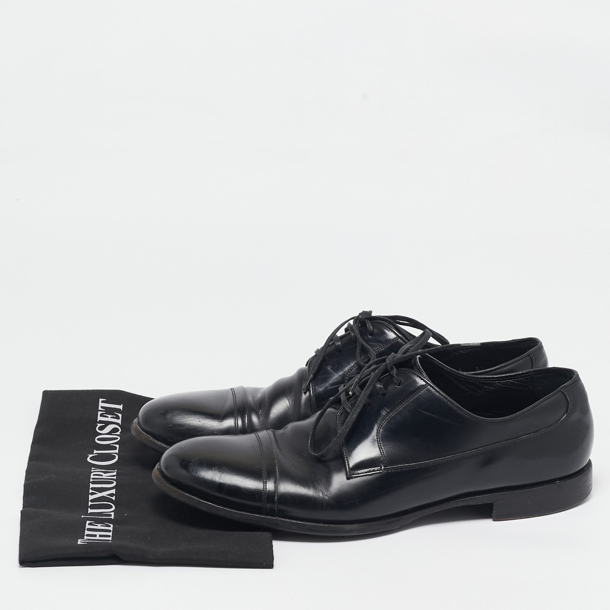 Dolce & Gabbana Black Leather Lace Up Oxfords Size 42.5 