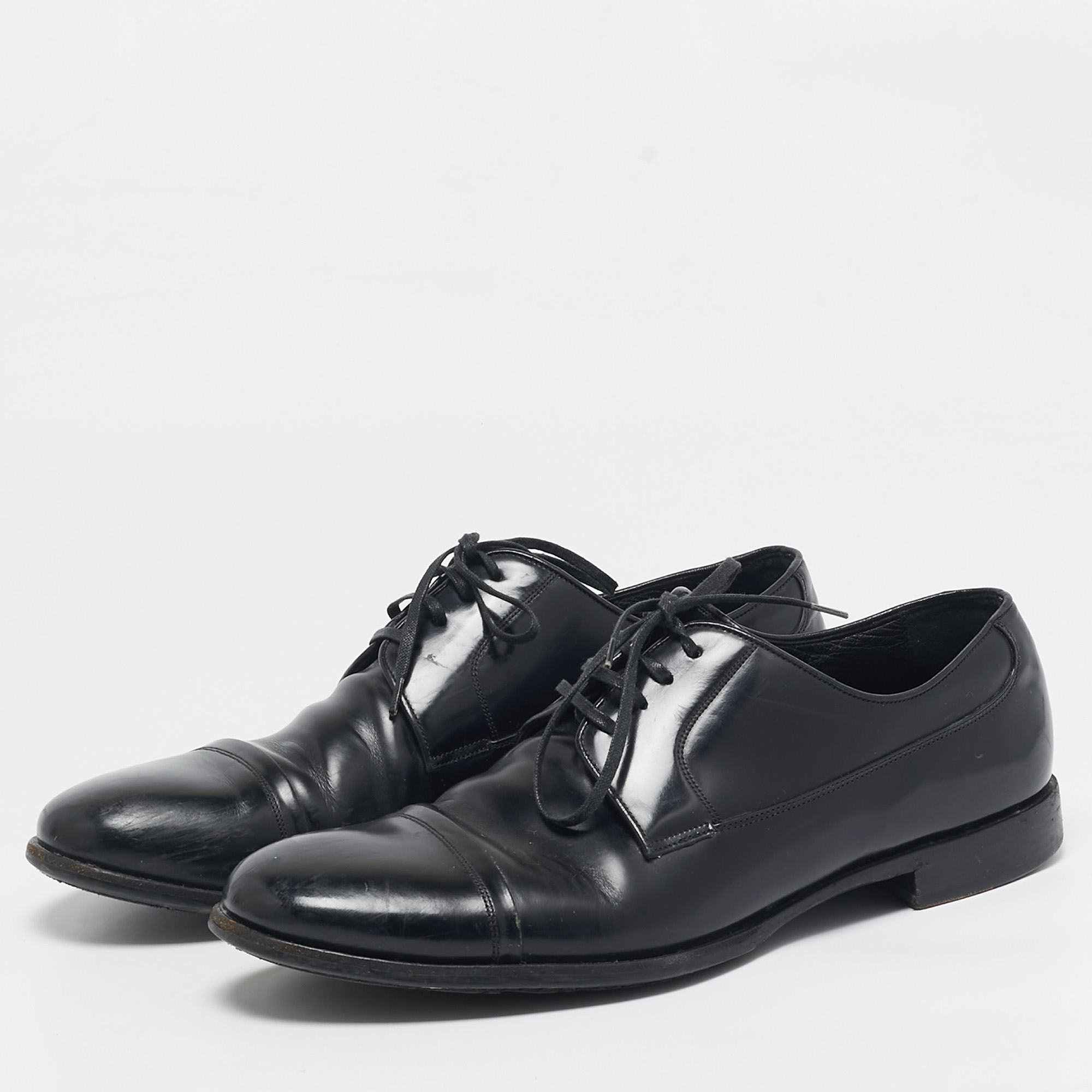 Dolce & Gabbana Black Leather Lace Up Oxfords Size 42.5 