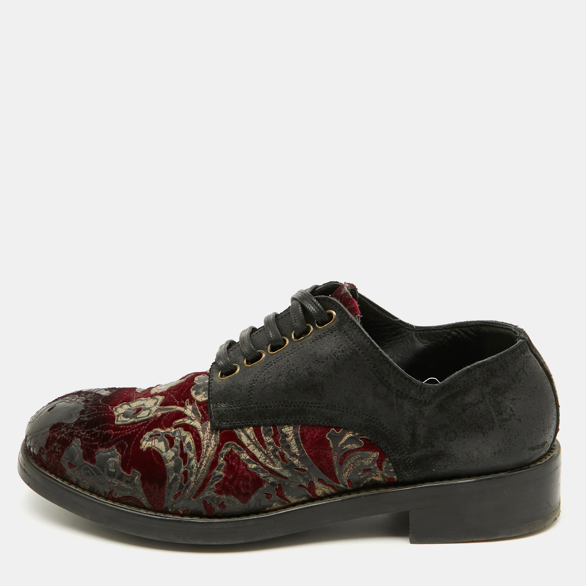 

Dolce & Gabbana Dark Brown/Burgundy Suede And Rose Velvet Derby Size 41