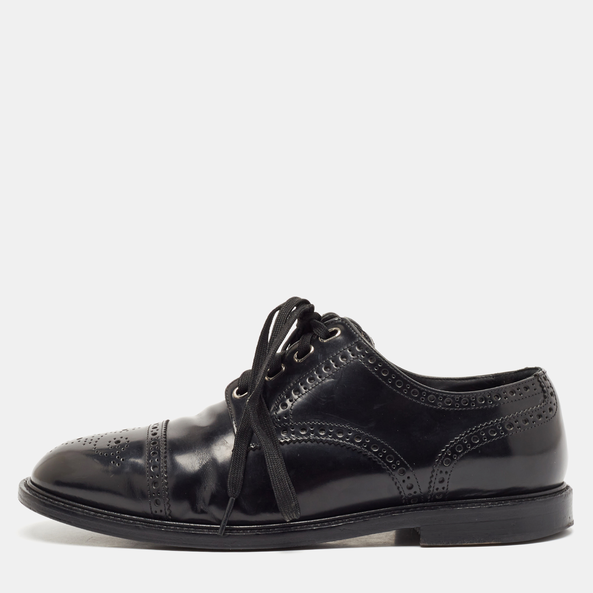 

Dolce & Gabbana Black Leather Michelangelo Derby Size 42.5