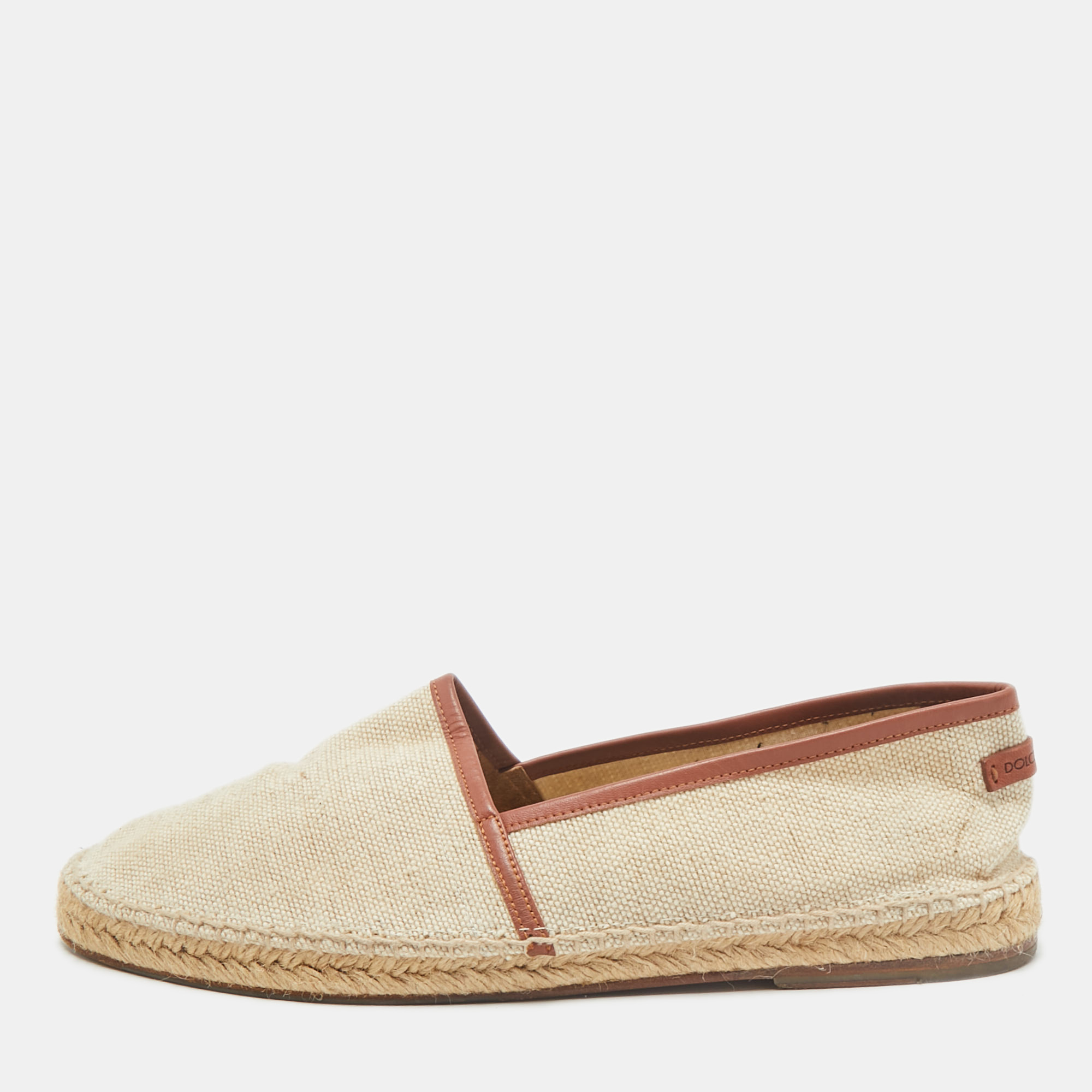 

Dolce & Gabbana Beige Canvas Slip On Espadrille Size 41