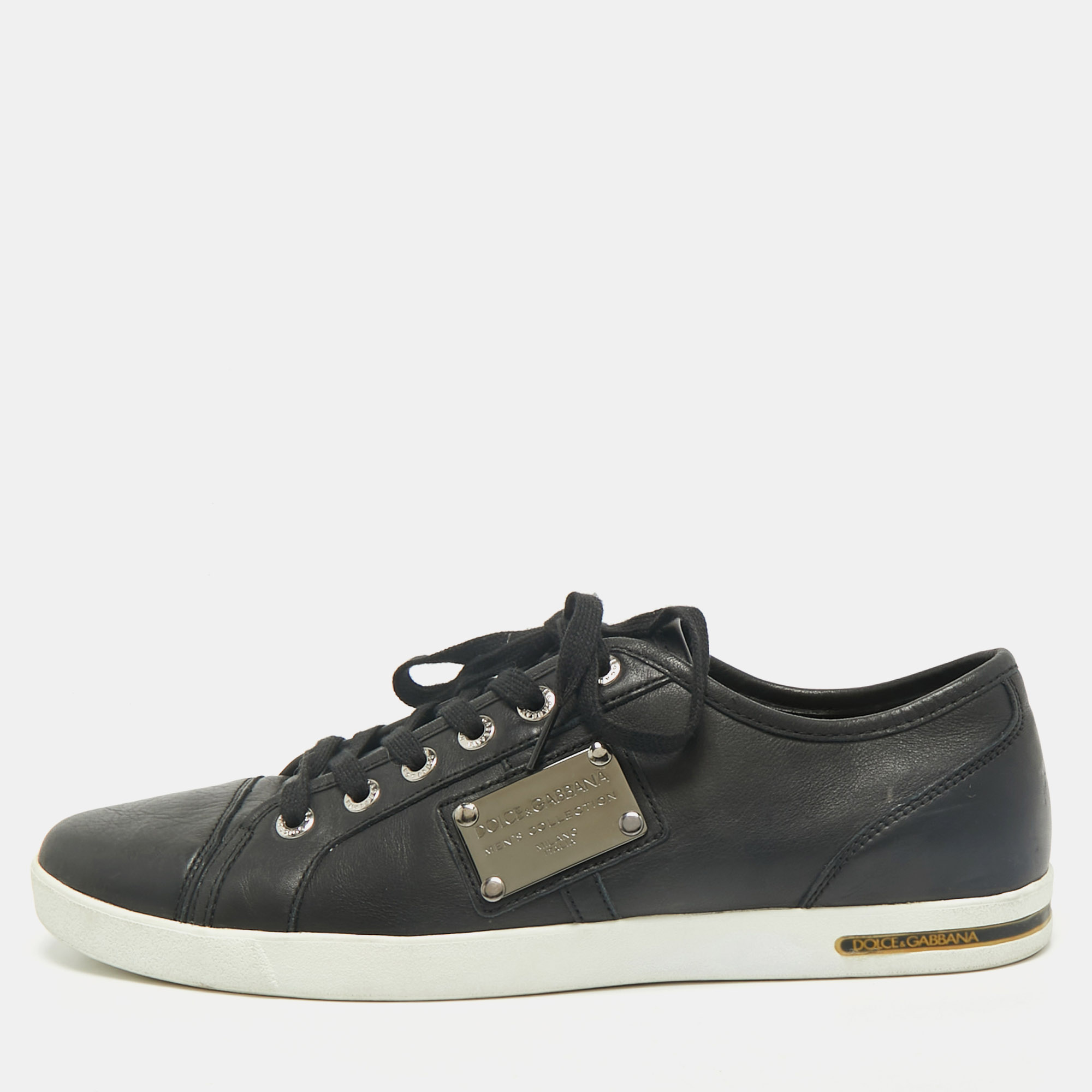 

Dolce & Gabbana Black Leather Low Top Sneakers Size 44