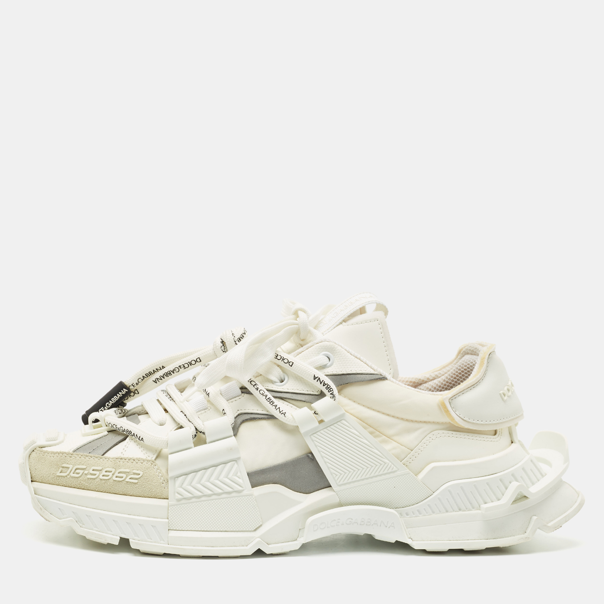 

Dolce & Gabbana White Nylon and Suede Space Low Top Sneakers Size