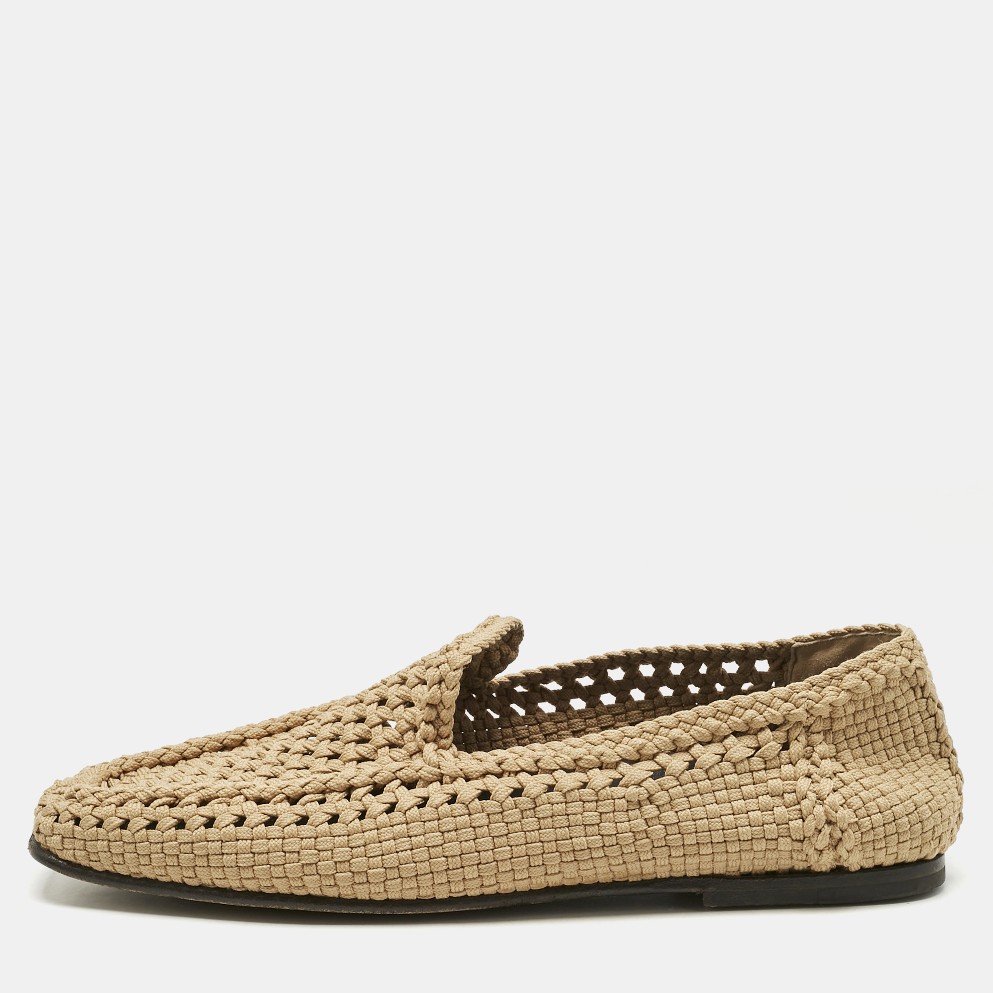 

Dolce & Gabbana Beige Crochet Smoking Slippers Size 44