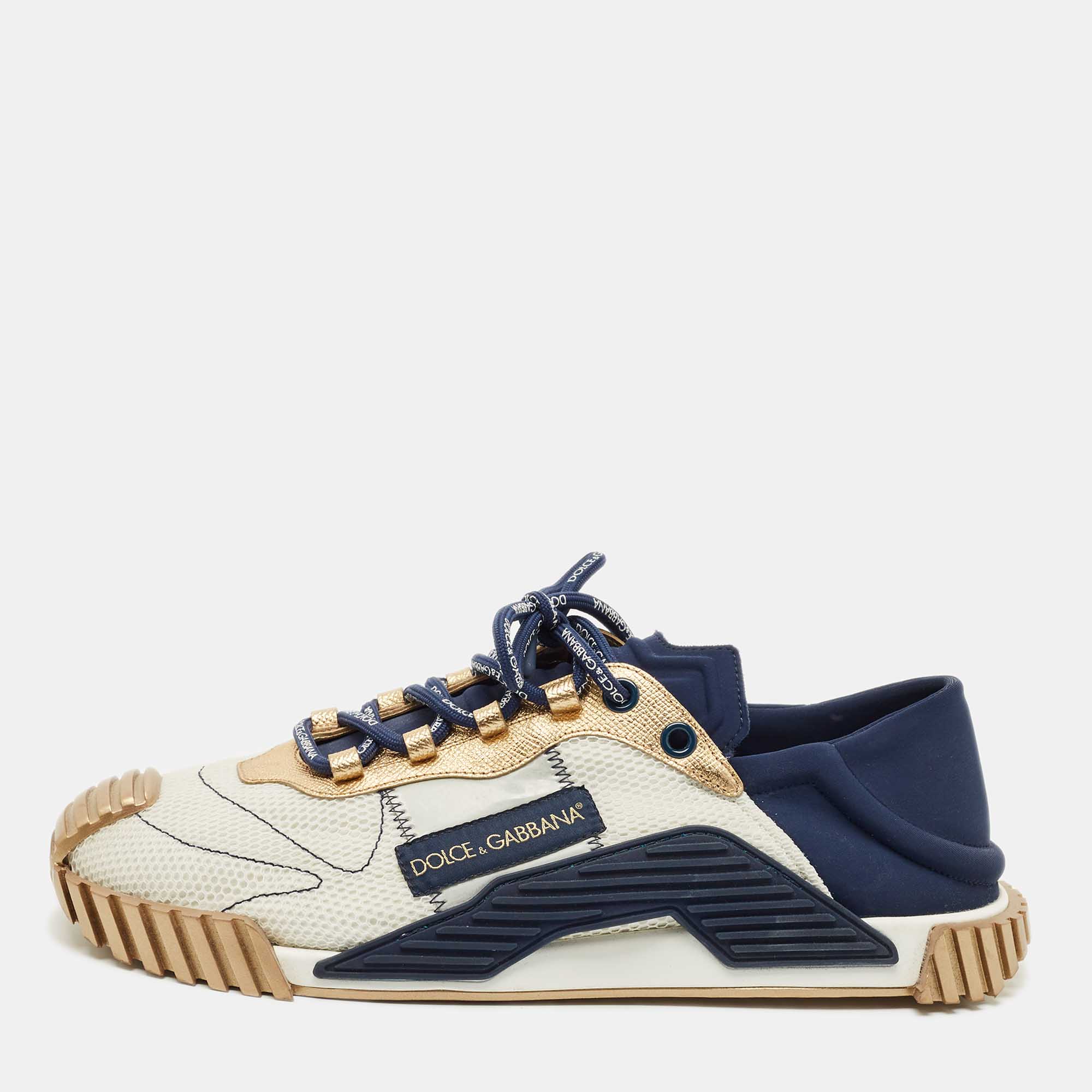 

Dolce & Gabbana Tricolor Leather and Mesh Ns1 Lace Up Sneakers Size, Multicolor