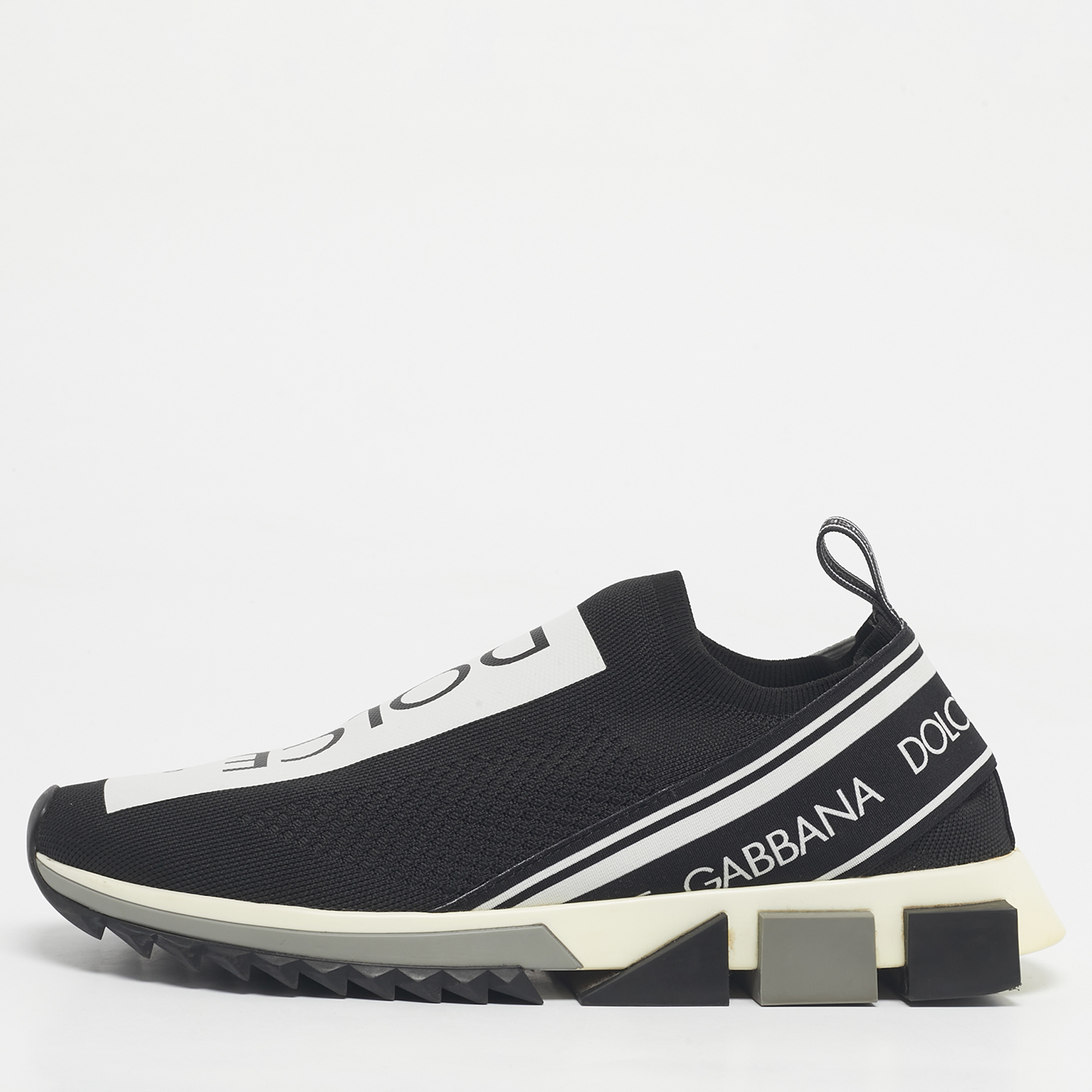 

Dolce & Gabbana Black/White Knit Fabric Sorrento Slip On Sneakers Size