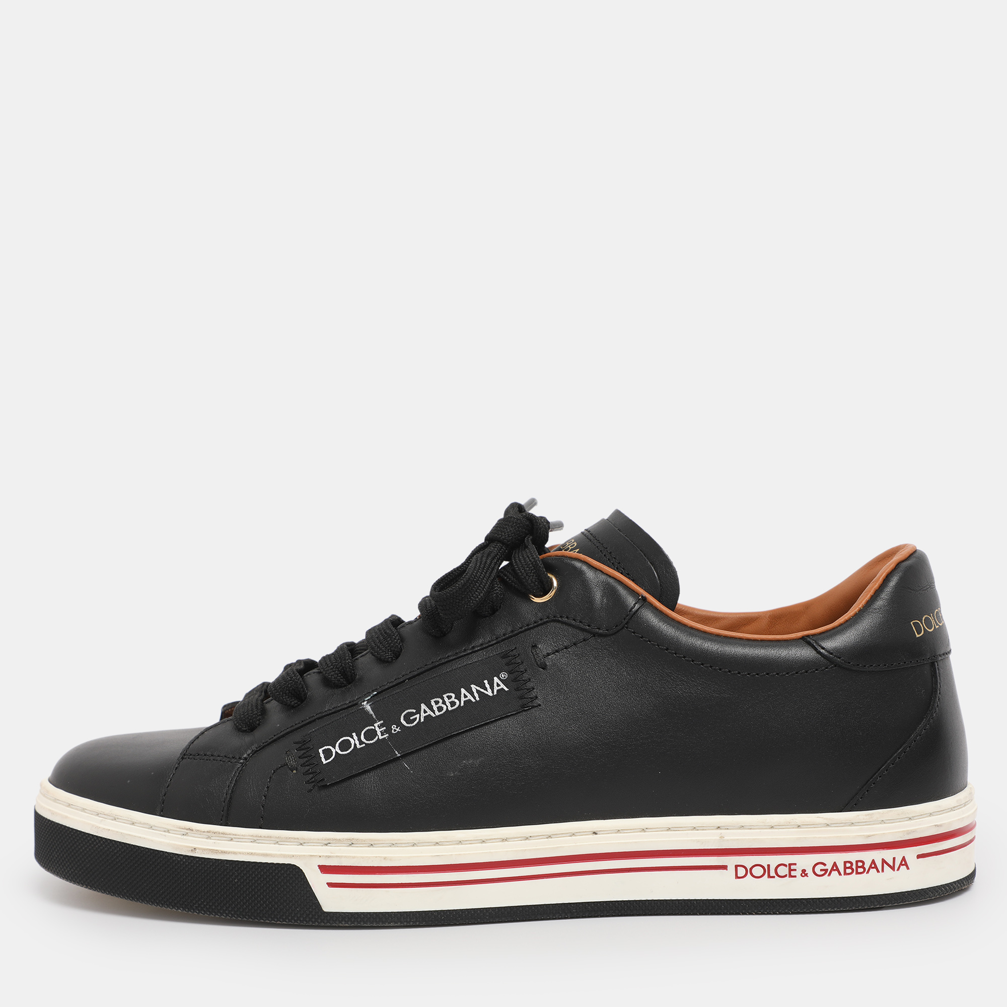 Dolce & Gabbana Black Leather Low Top Sneakers Size 41