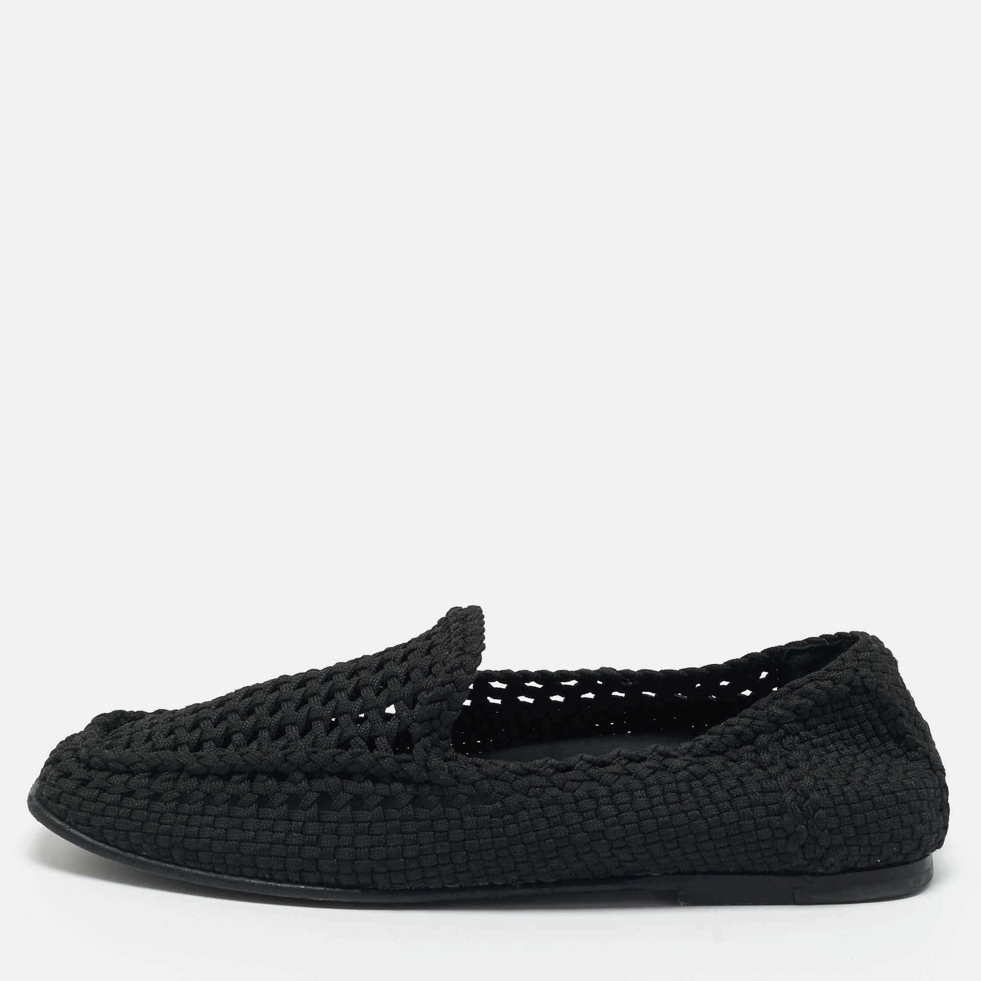 

Dolce & Gabbana Black Woven Fabric Crochet Loafers Size 42.5