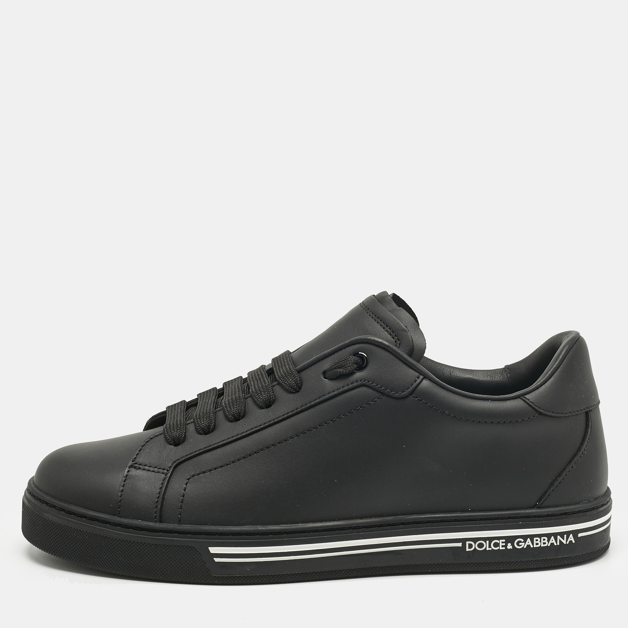 

Dolce & Gabbana Black Leather Roma Low Top Sneakers Size 40
