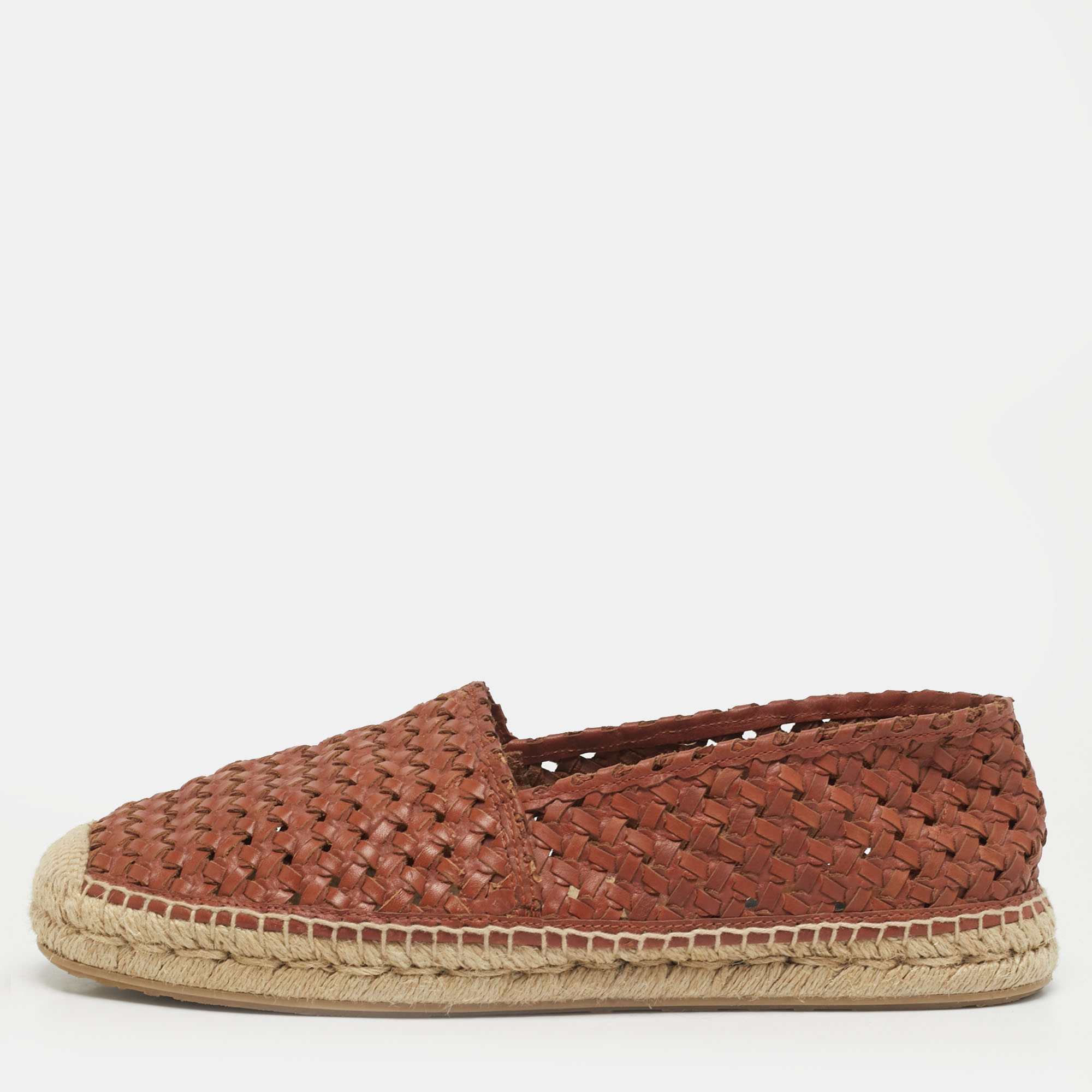 

Dolce & Gabbana Size 43 Brown Woven Leather Slip On Espadrilles