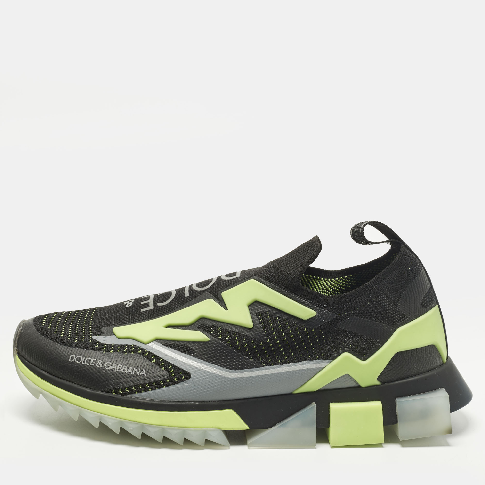 

Dolce & Gabbana Sorrento Size  Black Knit Fabric and Rubber Slip On Sneakers