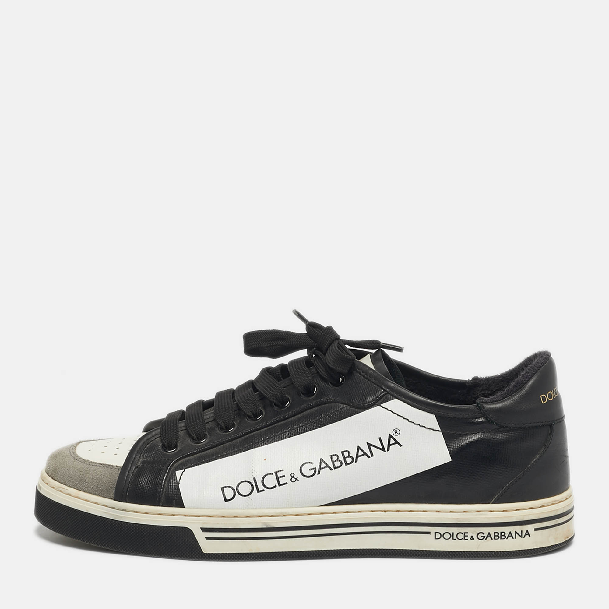 

Dolce & Gabbana Size 42 Black Leather Low Top Sneakers