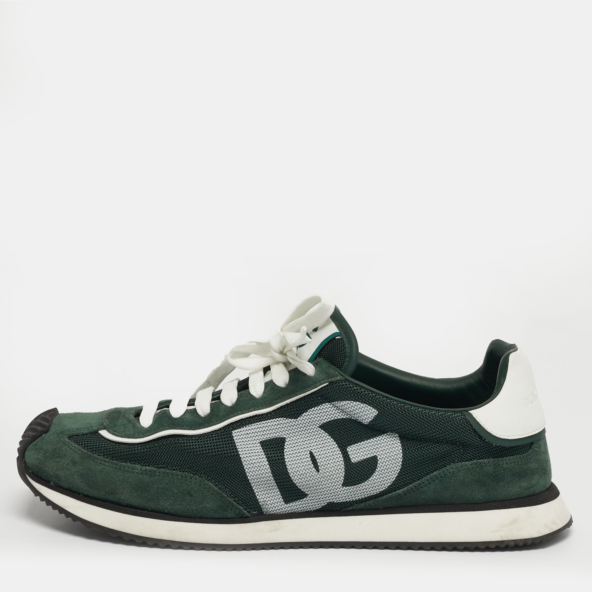 

Dolce & Gabbana Cushion Size 44 Green Mesh and Suede Lace Up Sneakers