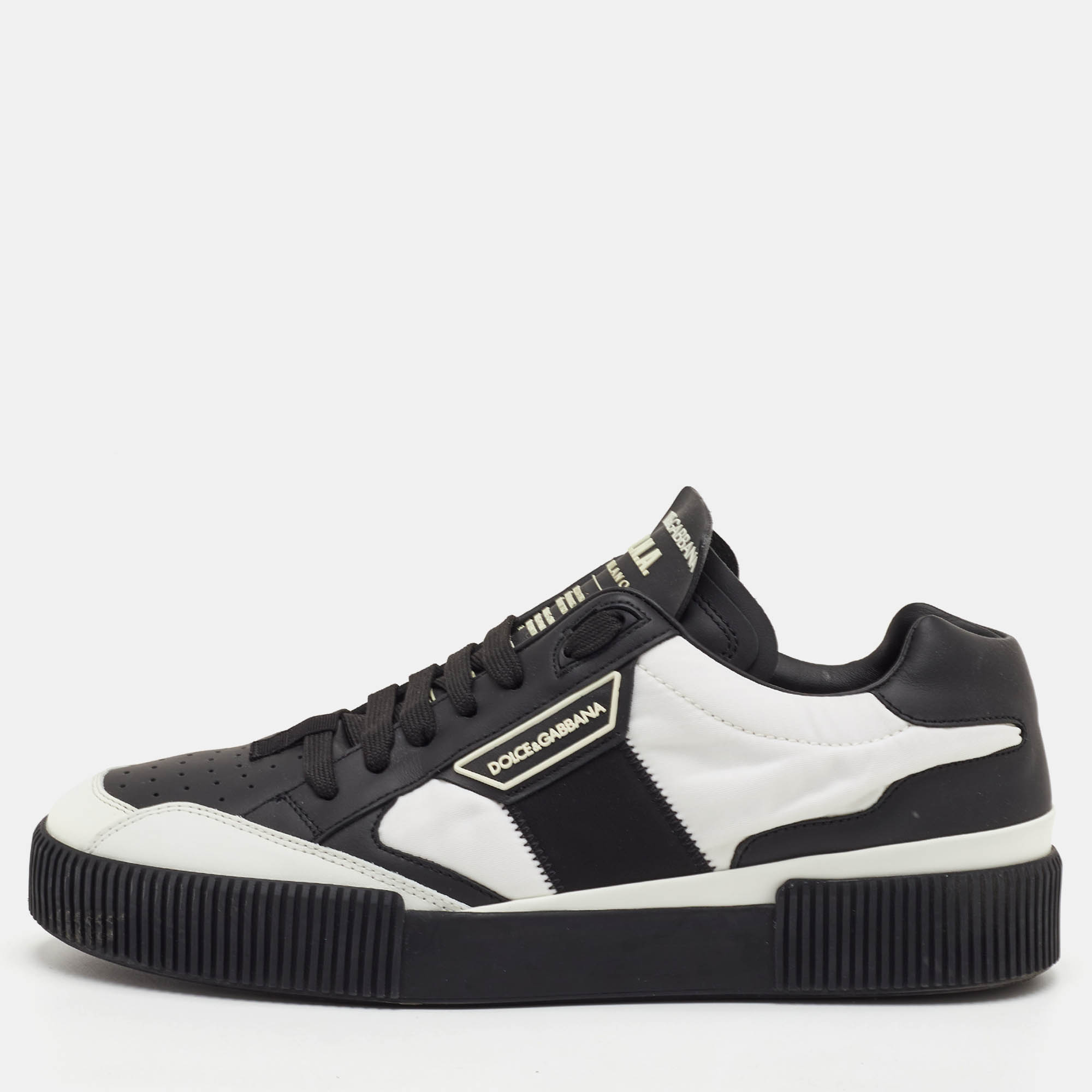 

Dolce & Gabbana Miami Size 42.5 Black/White Leather and Nylon Low Top Sneakers