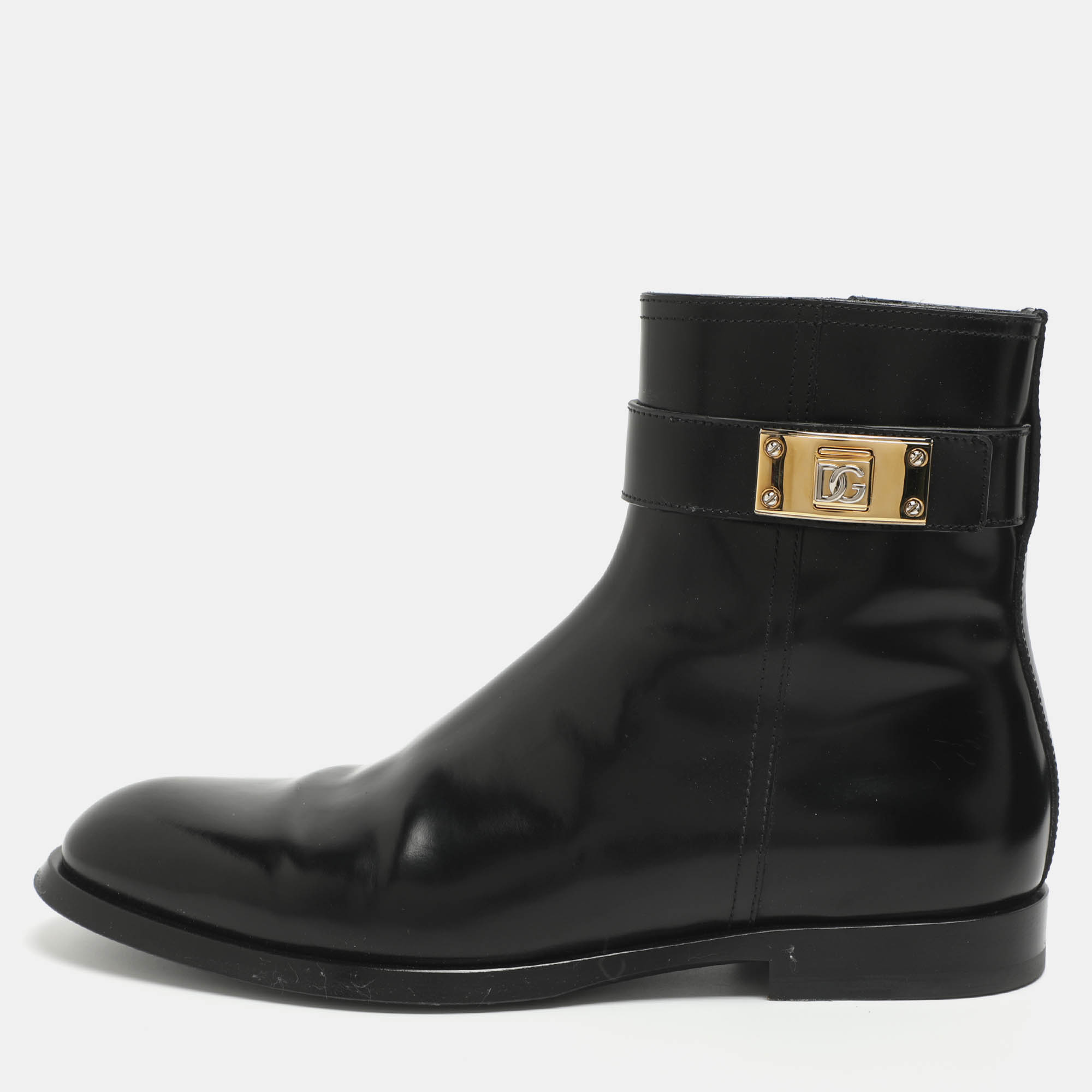 Pre-owned Dolce & Gabbana Giotto Size 39 Black Leather Ankle Length Boots