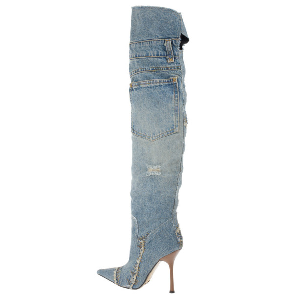 Dolce and Gabbana Denim Over the Knee Boots Size 37 Dolce and Gabbana TLC