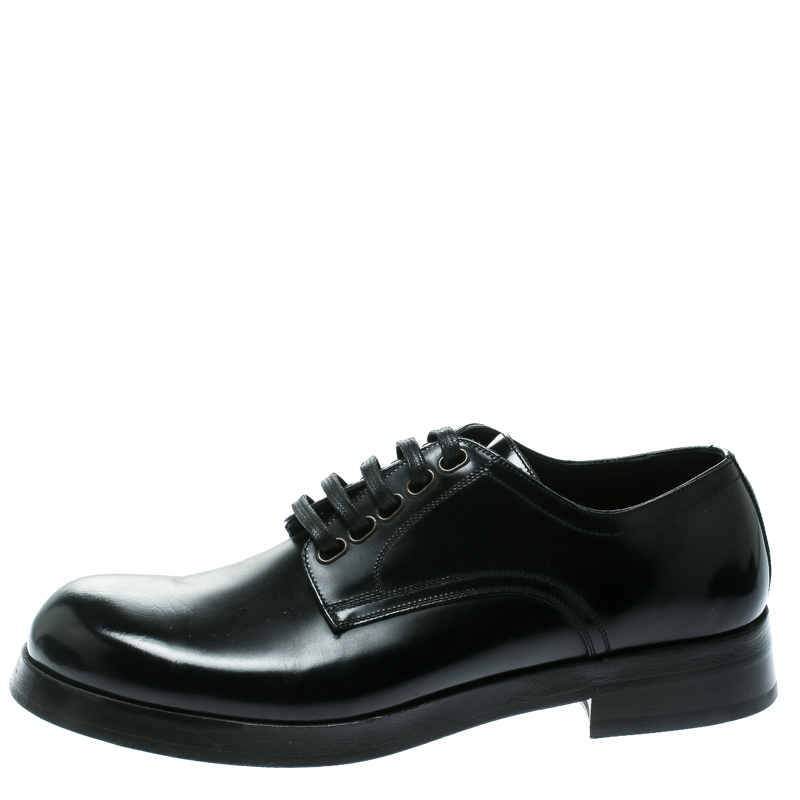

Dolce and Gabbana Black Leather San Pietro Lace Up Derby Size