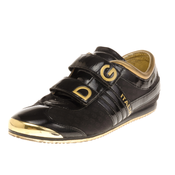 Pre Owned Dolce and Gabbana Black Patent Sneakers Size 42