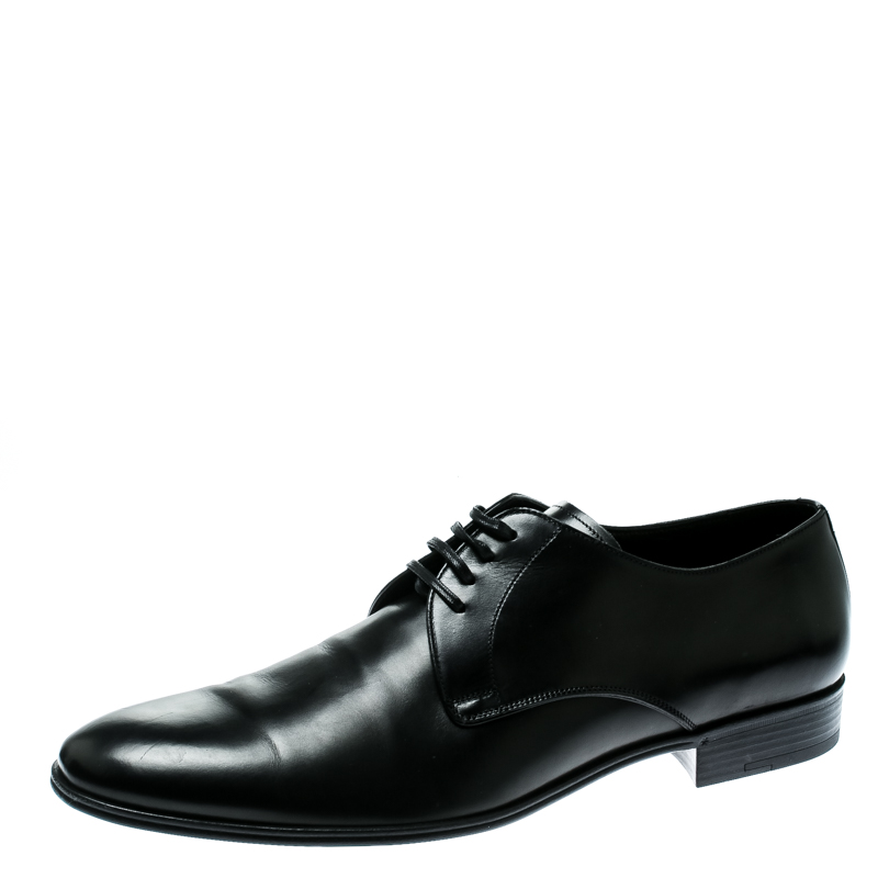 Dolce and Gabbana Black Leather Lace Up Derby Size 45