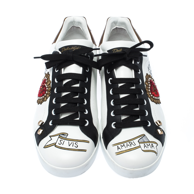 dolce & gabbana leather sneakers with scarf laces