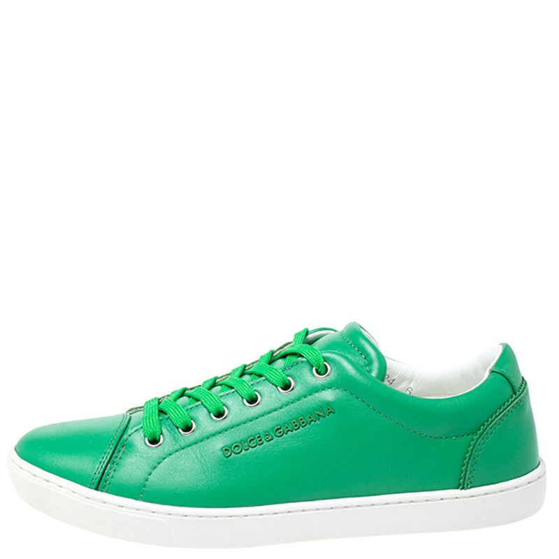 

Dolce and Gabbana Green Leather Lace Up Sneakers Size