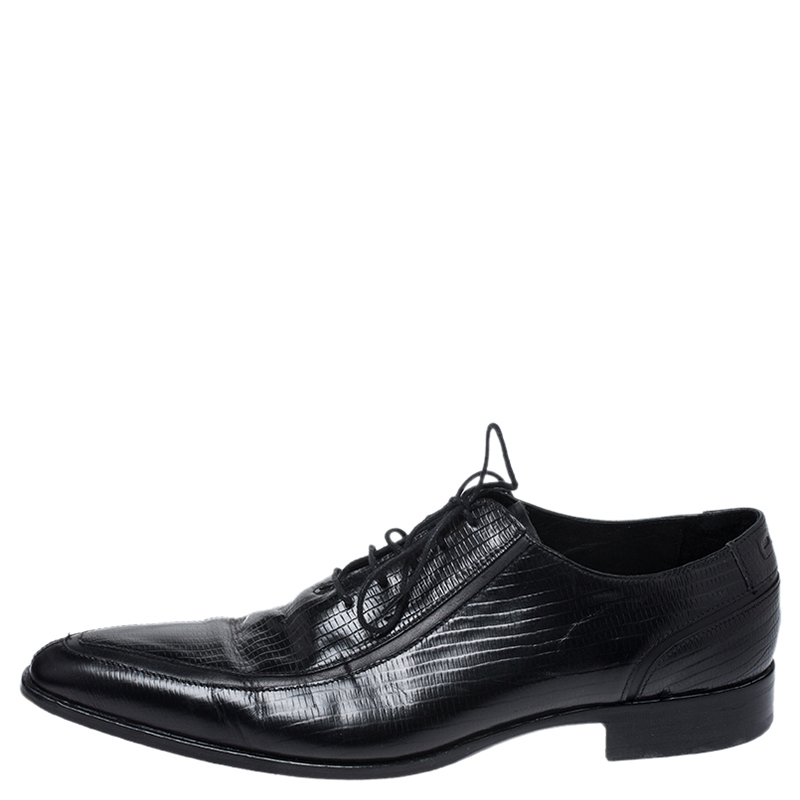 

Dolce & Gabbana Black Lizard Embossed Leather Pointed Toe Oxfords Size