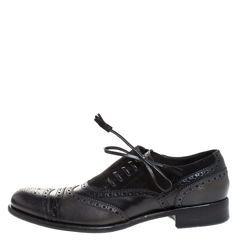 

Dolce & Gabbana Black Brogue Leather and Suede Lace Oxford Size