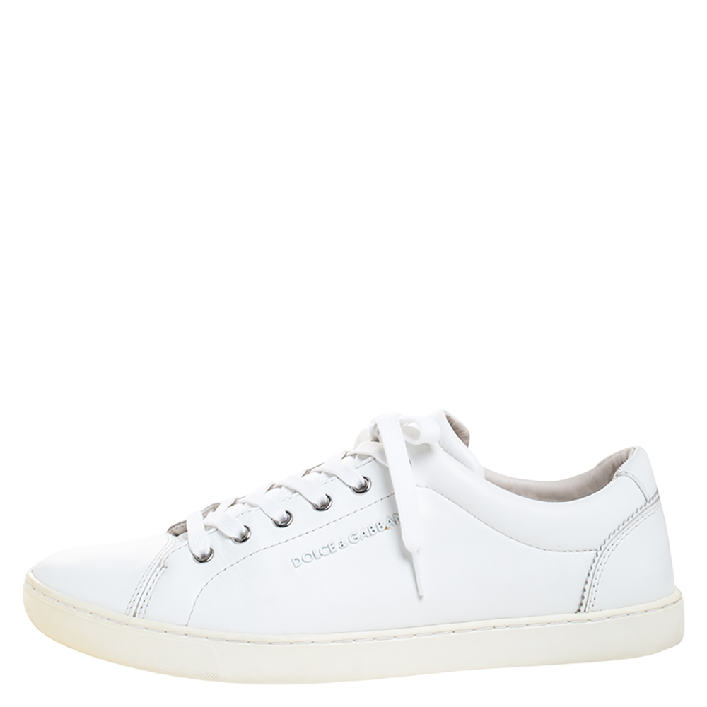 

Dolce and Gabbana White Leather Low Top Sneakers Size