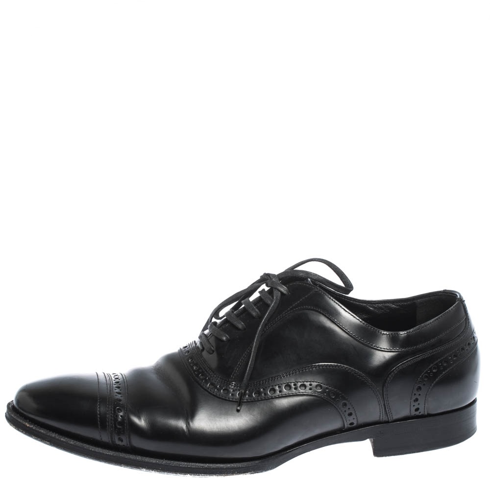 

Dolce & Gabbana Black Brogue Leather Lace Up Oxfords Size