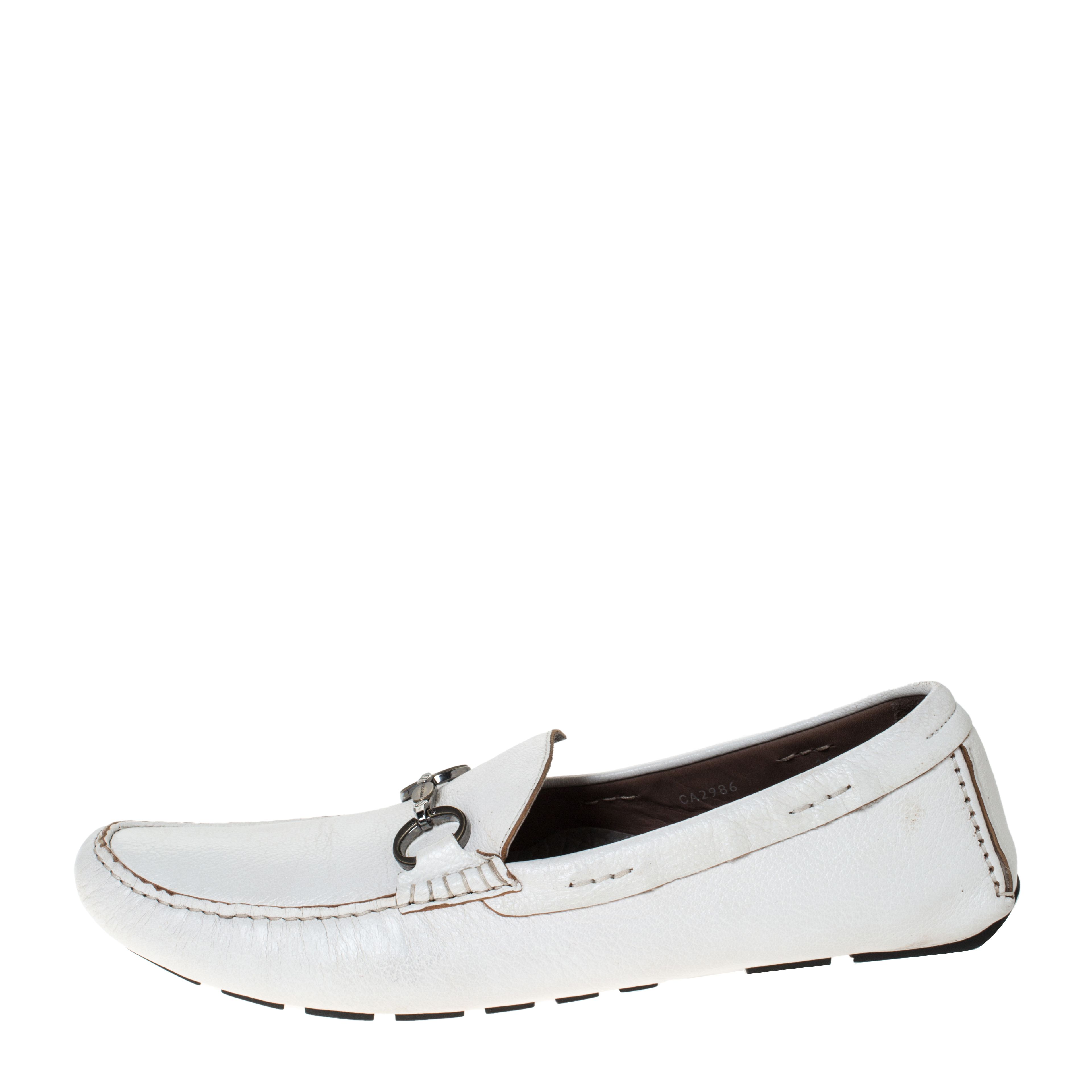 

Dolce & Gabbana White Leather Horsebit Loafers Size