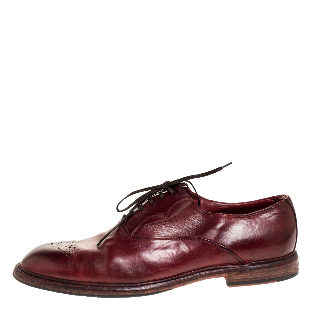 

Dolce & Gabbana Burgundy Brogue Leather Oxfords Size