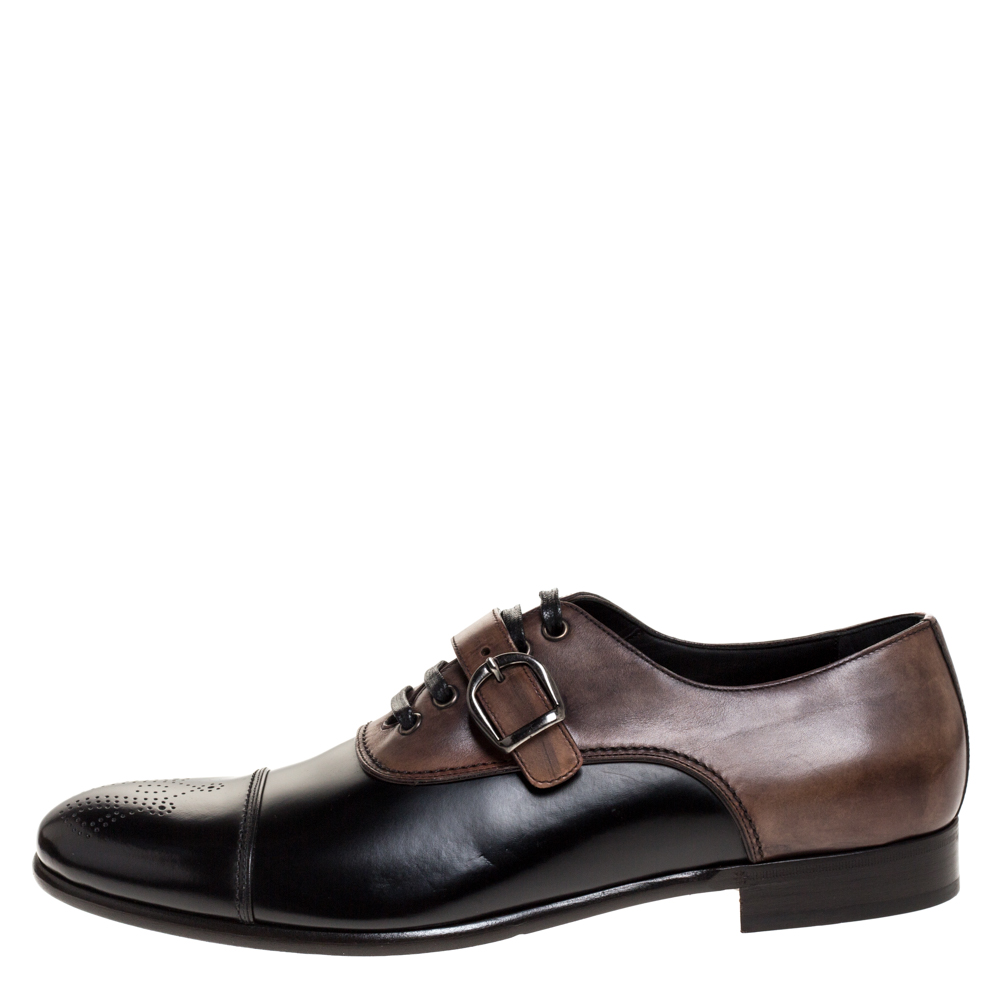 

Dolce & Gabbana 2 Tone Leather Lace Up And Buckle Strap Oxford Size, Black