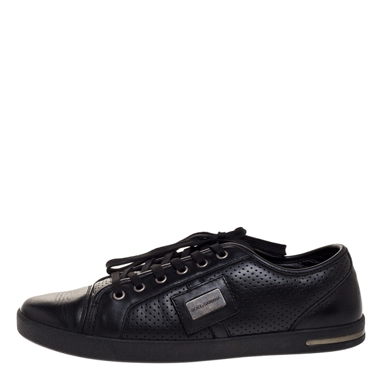 

Dolce & Gabbana Black Leather Low Top Sneakers Size