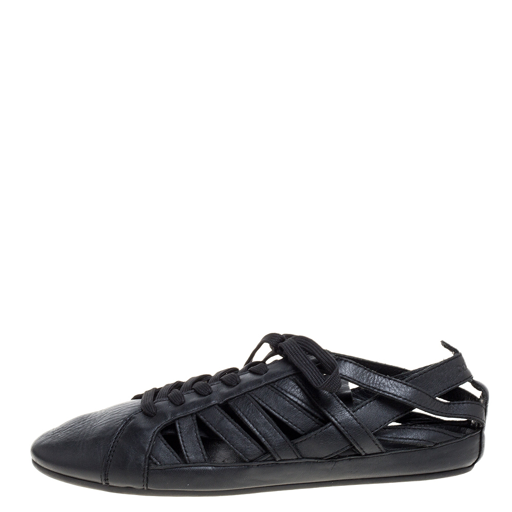 

Dolce & Gabbana Black Leather Cutout Sneakers Size