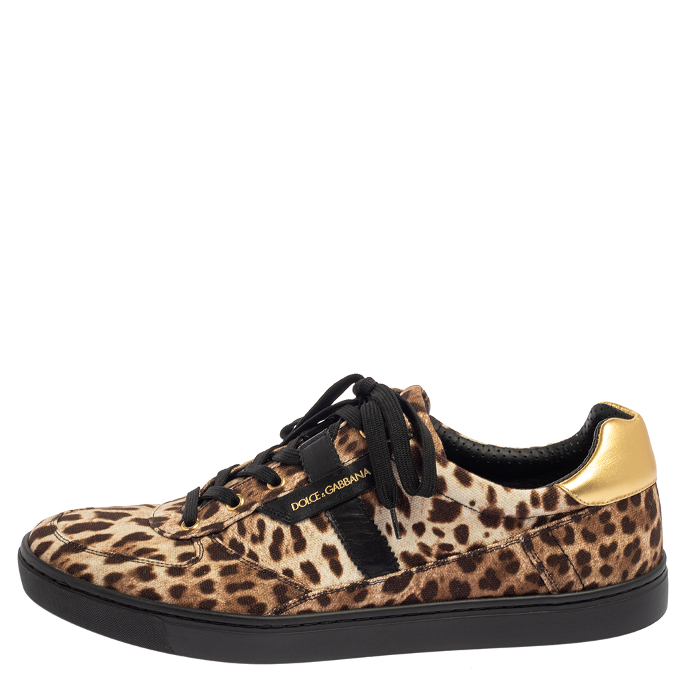 

Dolce and Gabbana Brown Leopard Print Canvas Sneakers Size