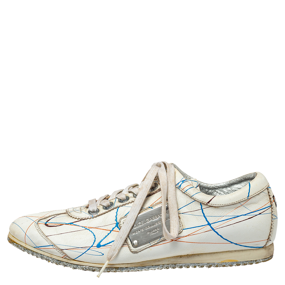 

Dolce & Gabbana White Leather Logo Low Top Sneakers Size