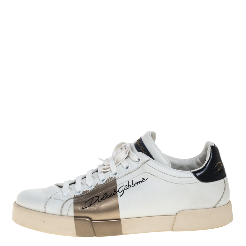 

Dolce & Gabbana White Leather Portofino Sneakers Size