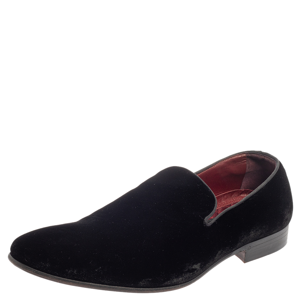 Pre-owned Dolce & Gabbana Black Velvet Smoking Slippers Size 43