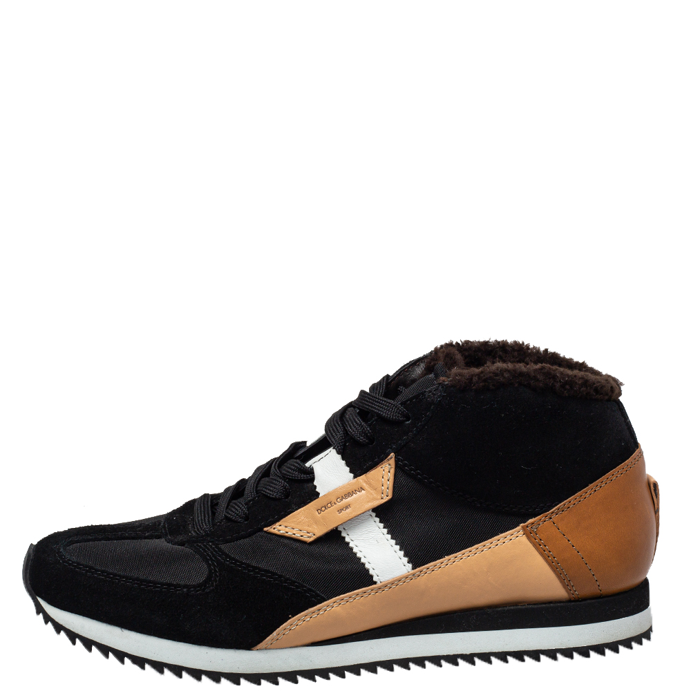 

Dolce and Gabbana Multicolor Suede And Fur Trim Sneakers Size