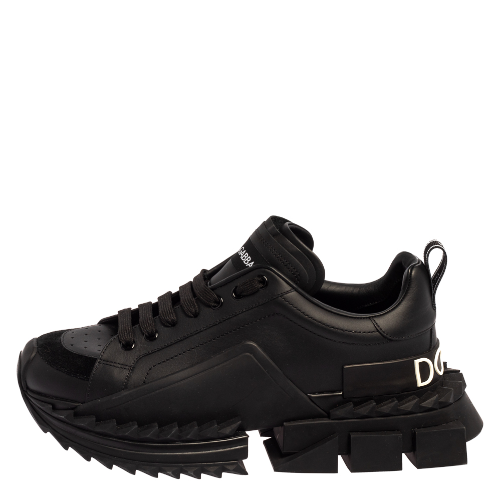 

Dolce & Gabbana Black Leather Super King Sneakers Size